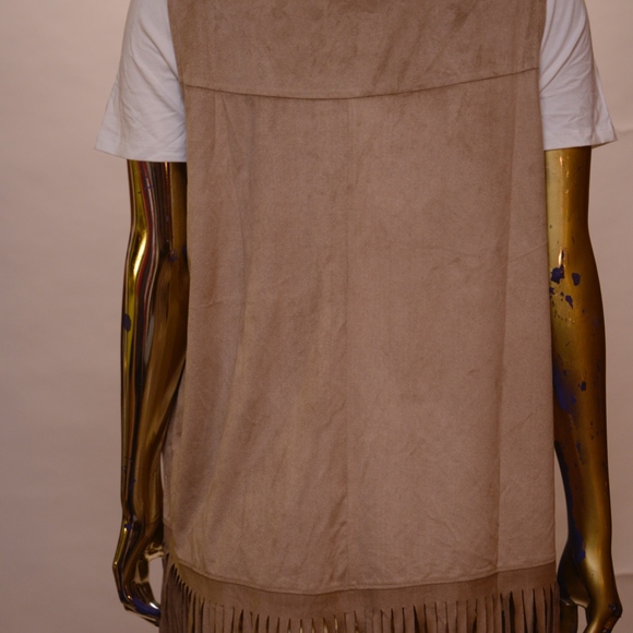 Tan Faux Suede Fringed Vest - NWT - Picture 3 of 3